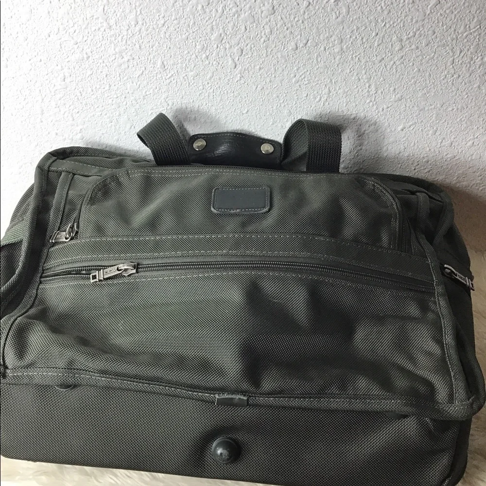 Tumi army green laptop bag